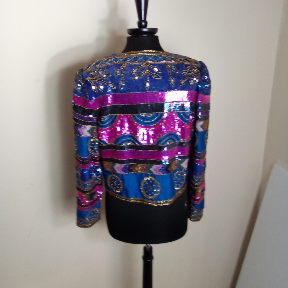 PAPËLL BOUTIQUE EVENING Women's Multicolor Embellished Blazer Size Small - Picture 7 of 10